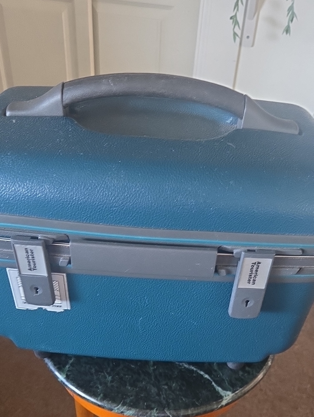 Vintage Samsonite Train Case Luggage Light Blue  Tray Box